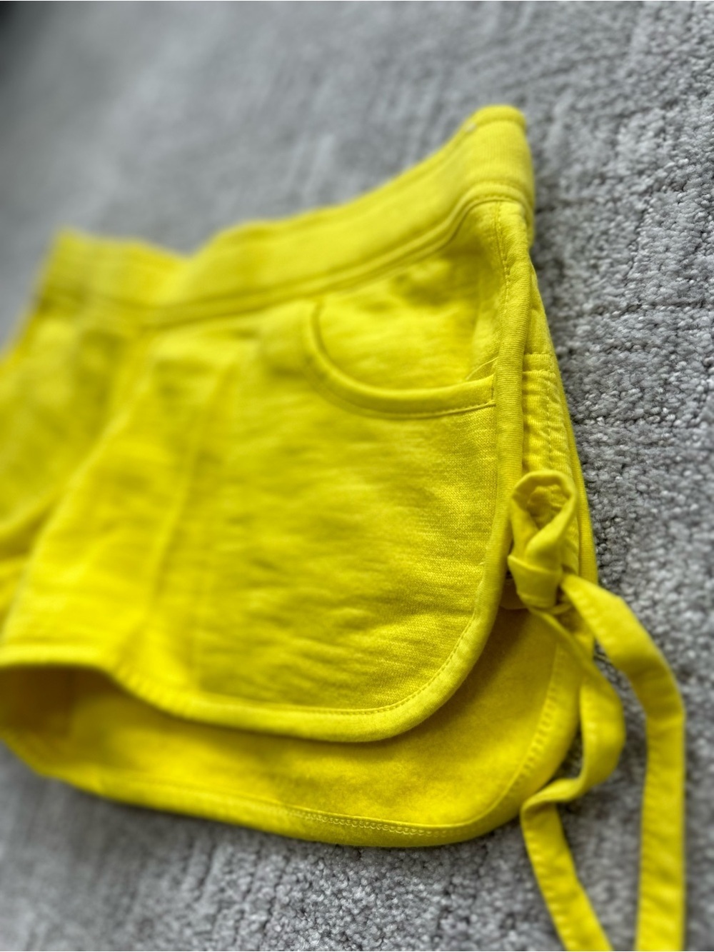 Powder Room Bright Yellow Drawstring Shorts Small Fleece Lined Cotton Blend Y2K - Picture 5 of 11